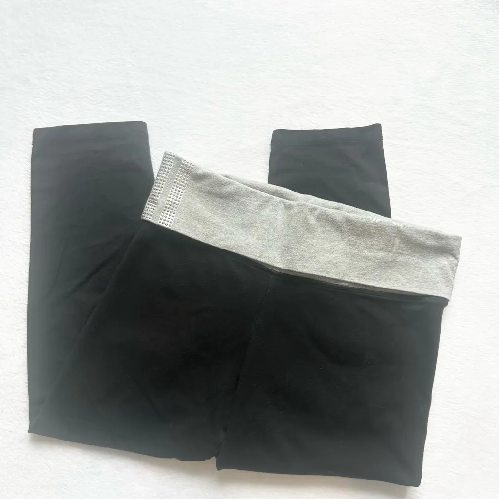 PINK Bling Cropped Fold Over Leggings! - Image 4