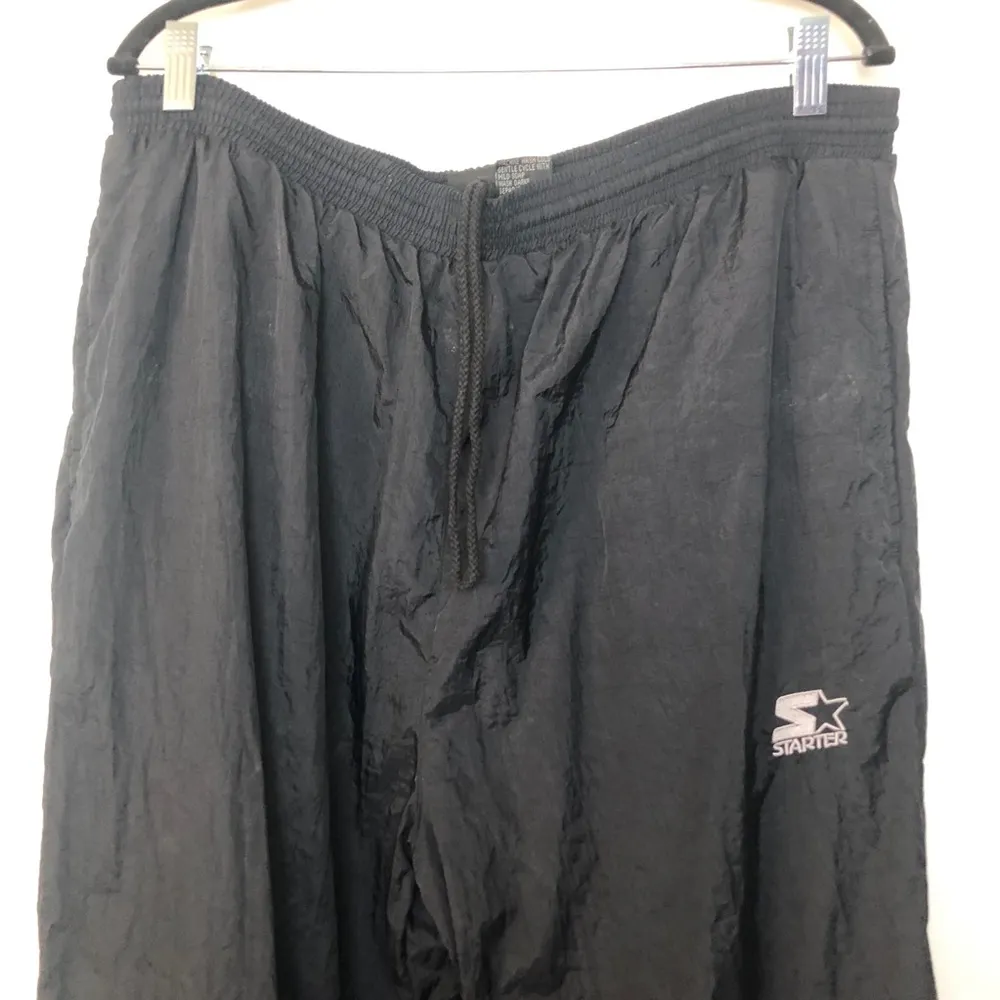 Vintage STARTER Nylon Jogger Pants Black - Image 3