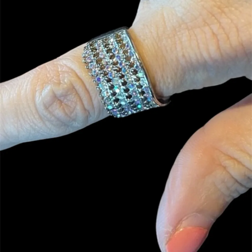 NWT Sparkling Holiday rhinestone and silver tone ring size 6 - Image 2