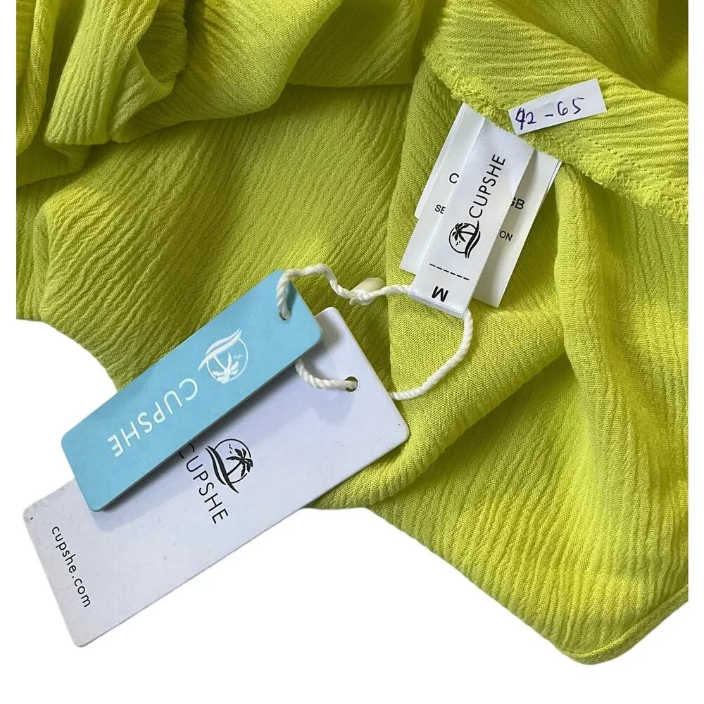 Cupshe Yellow Green Cover Up Midi Dress Women Size Medium NWT | 42-65 - Image 4