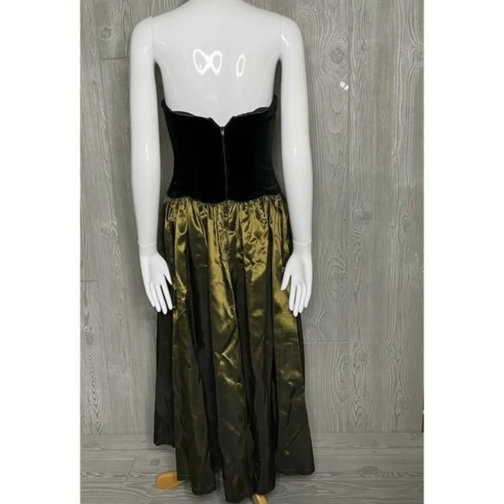 Vintage Laura Ashley gold holographic color shifting velvet dress 8 iridescent - Image 7