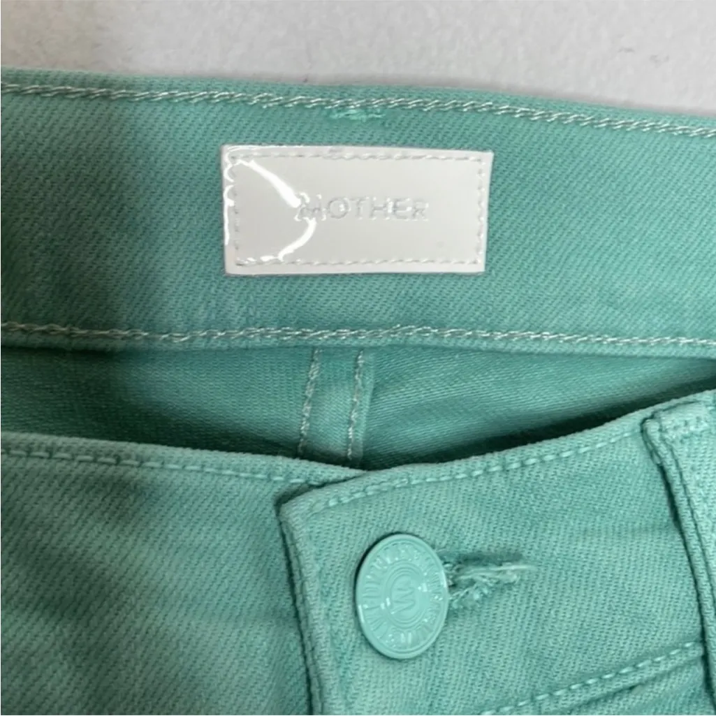 NWOT MOTHER The Insider Crop Step Fray Play Date Denim Jeans Lagoon Green 24 - Image 5