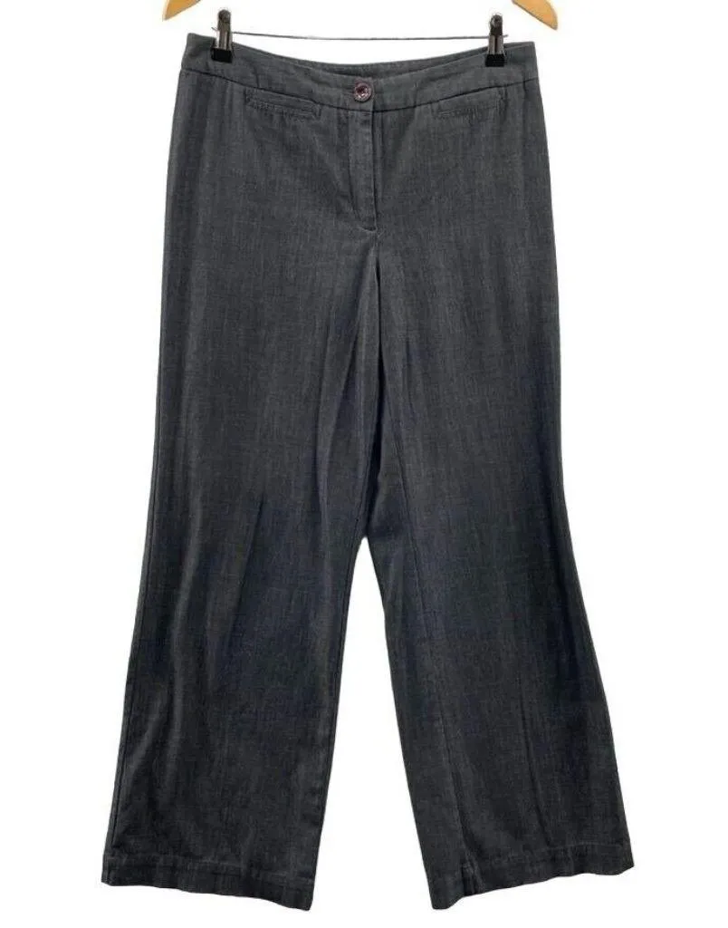 J. Jill Wide Leg Trouser Pants Women 8 Gray Polyester Viscose Blend Slit Pockets - Image 1