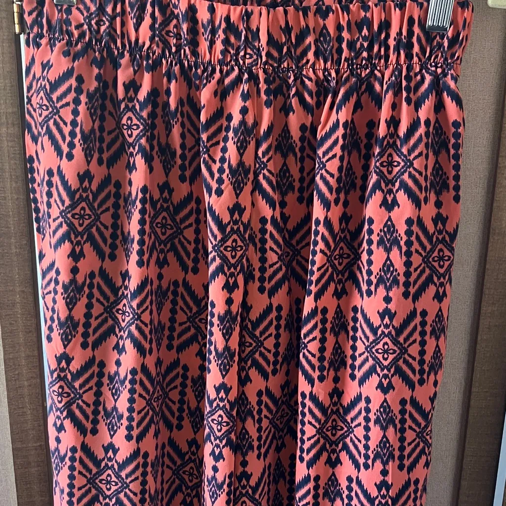 Ambiance Apparel Coral and Navy Patterned joggers large - Image 3