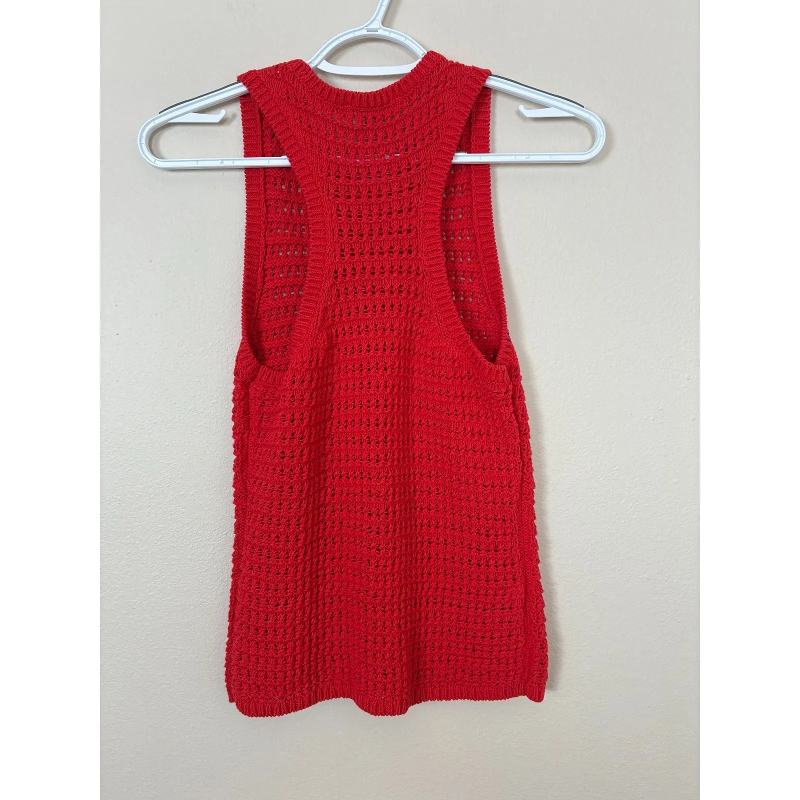 Madewell Crochet Crewneck Sweater Tank in Crushed Watermelon‎ Size XXS (Q10) NWT - Image 4