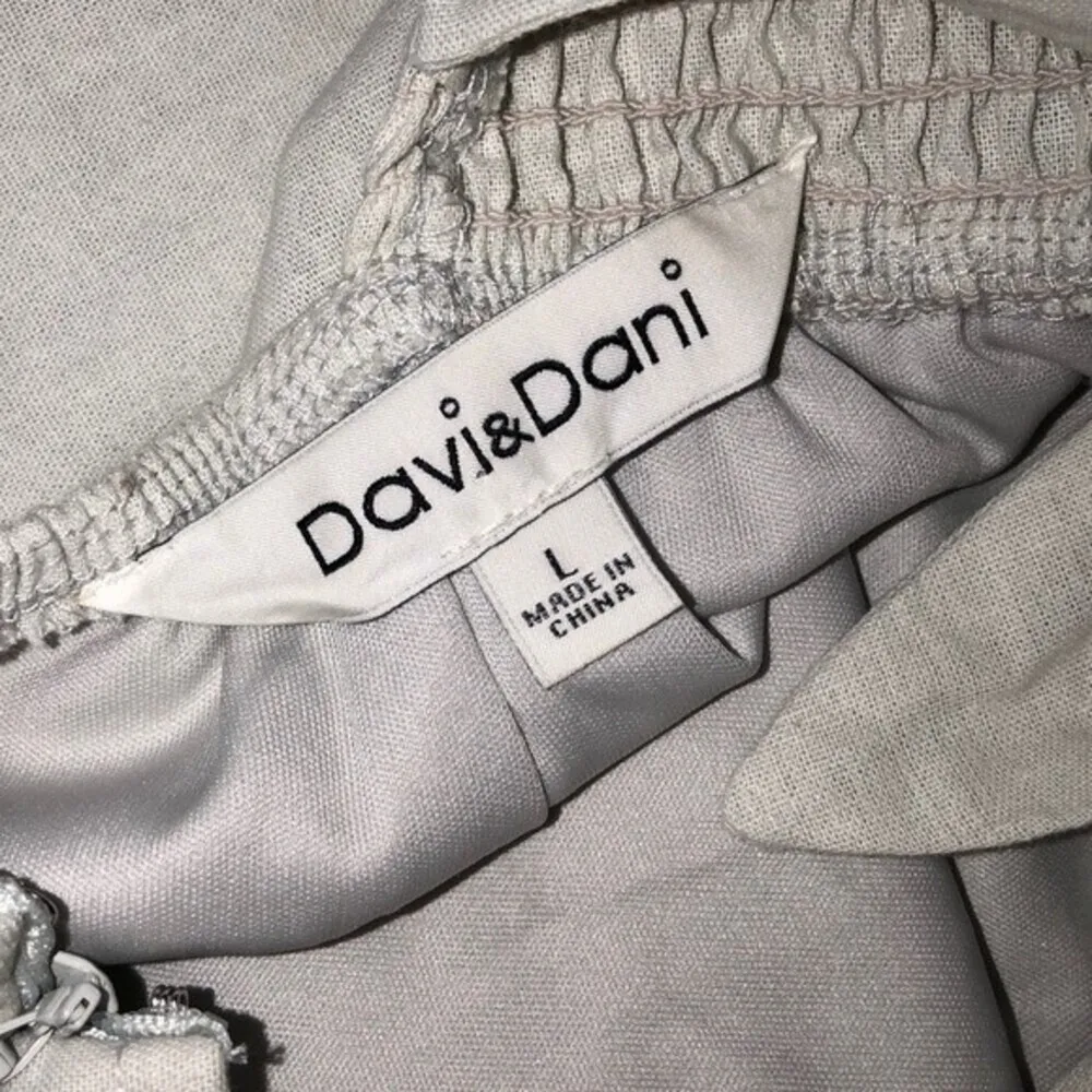 Davi & Dani large light green cotton button romper - Image 6