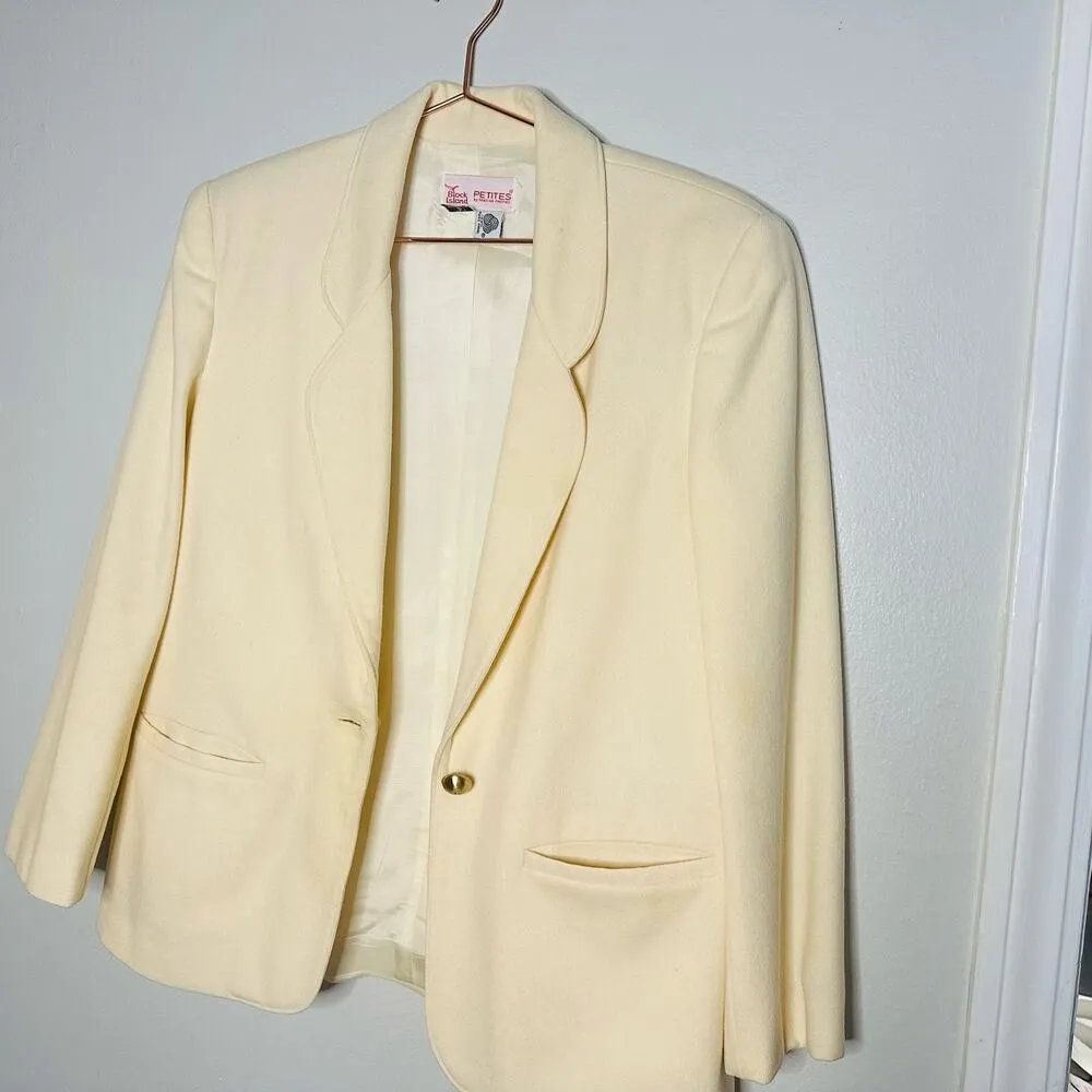 Vintage Block Island Petites Wool Shoulder Pad Single Button Blazer Jacket size8 Size 8 - Image 5