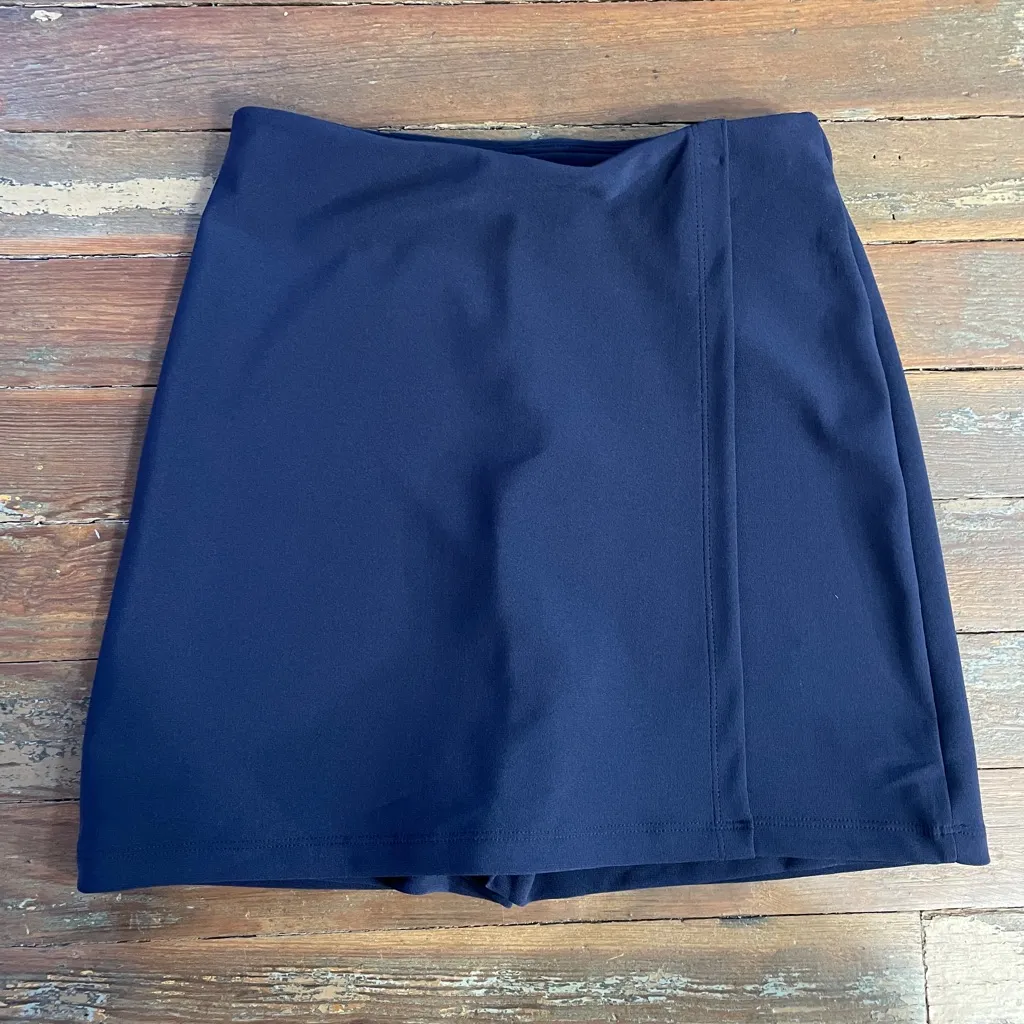 NWT Boston Proper Beyond Travel Skort Navy Faux Wrap Front Skirt - Sz XS 💚🎀 - Image 8