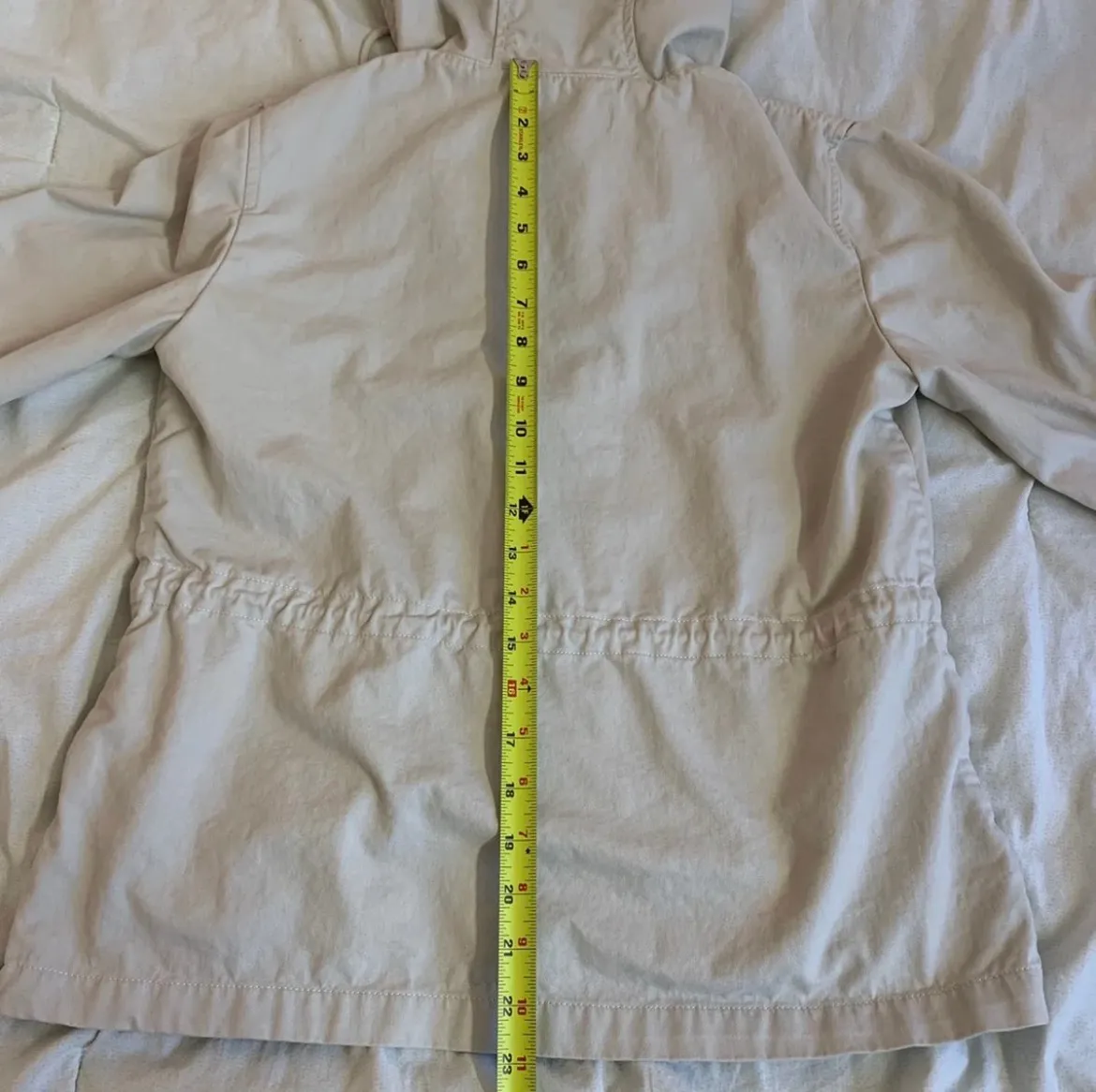 F21 Oatmeal Cream Neutral Beige Anorak Utility Cotton Jacket Size Medium With Hood - Image 7