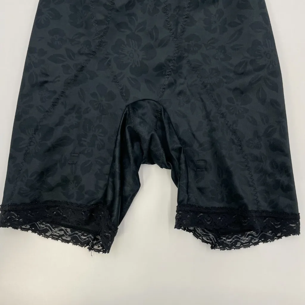 Vintage Sears‎ Tummy Control Top Shorts Black Floral Retro Elastic Waistband Size M - Image 9