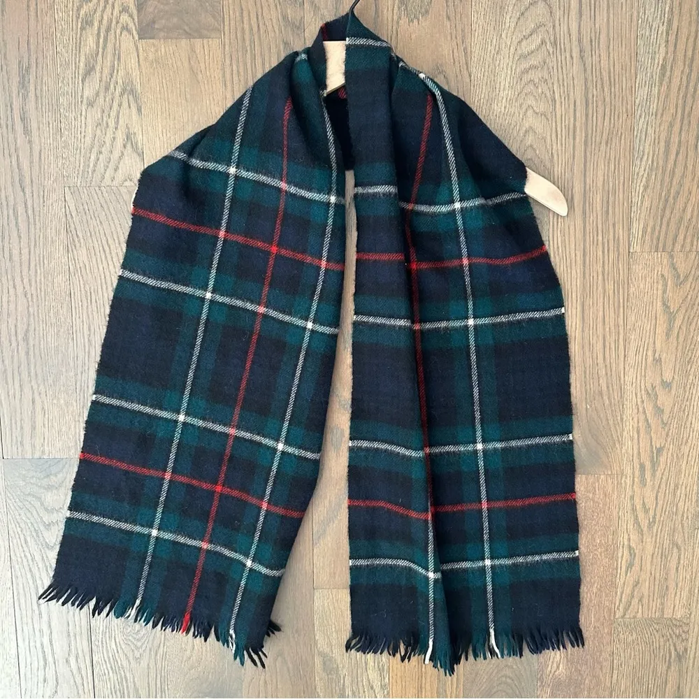 Johnston's of Elgin Mackenzie Tartan Plaid Wool Scarf Green, Black, Red, White Green - Image 5