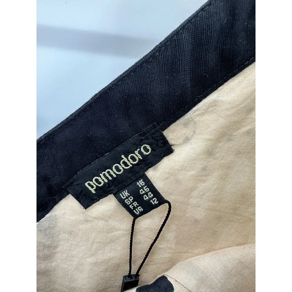Pomodoro Dress Women 12 Tan Black Polka Dot Sleeveless Cotton Linen Shift Pocket - Image 5