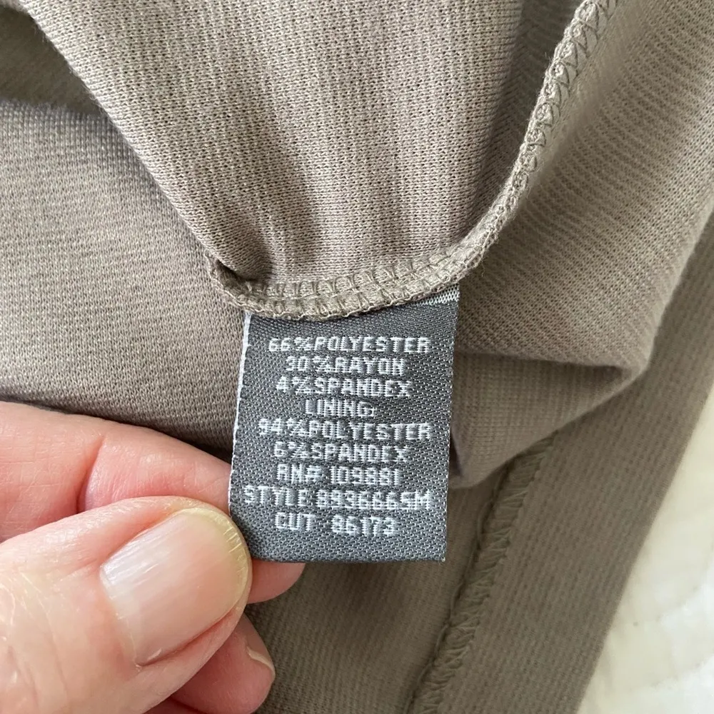 Donna Ricco Taupe Ruffled Layered Look Knee Length Midi Dress Feminine Size 12​ - Image 5