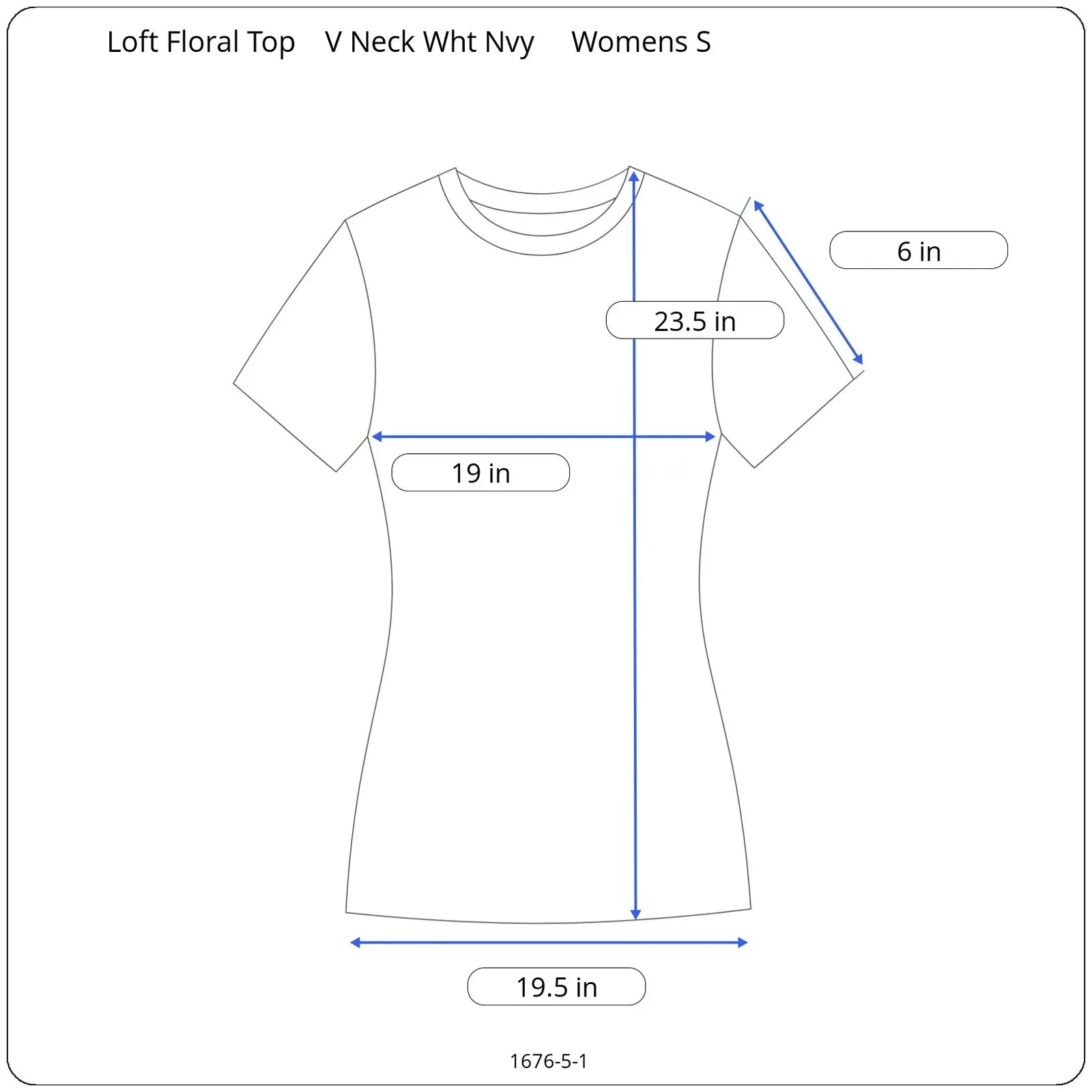 LOFT Floral V Neck Top Womens S White Navy Blue Ruffle Sleeve Cotton Shirt - Image 6