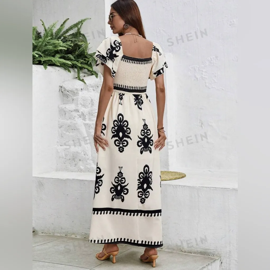 Clasi holiday & leisure Bohemian print waist drawstring dress - Image 2