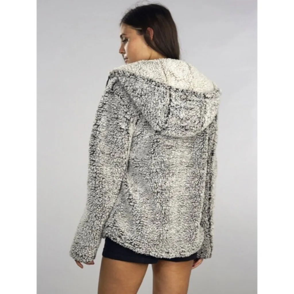 Thread & Supply Gray Brandon Sherpa Zip up Hoodie Jacket White Size L - Image 2