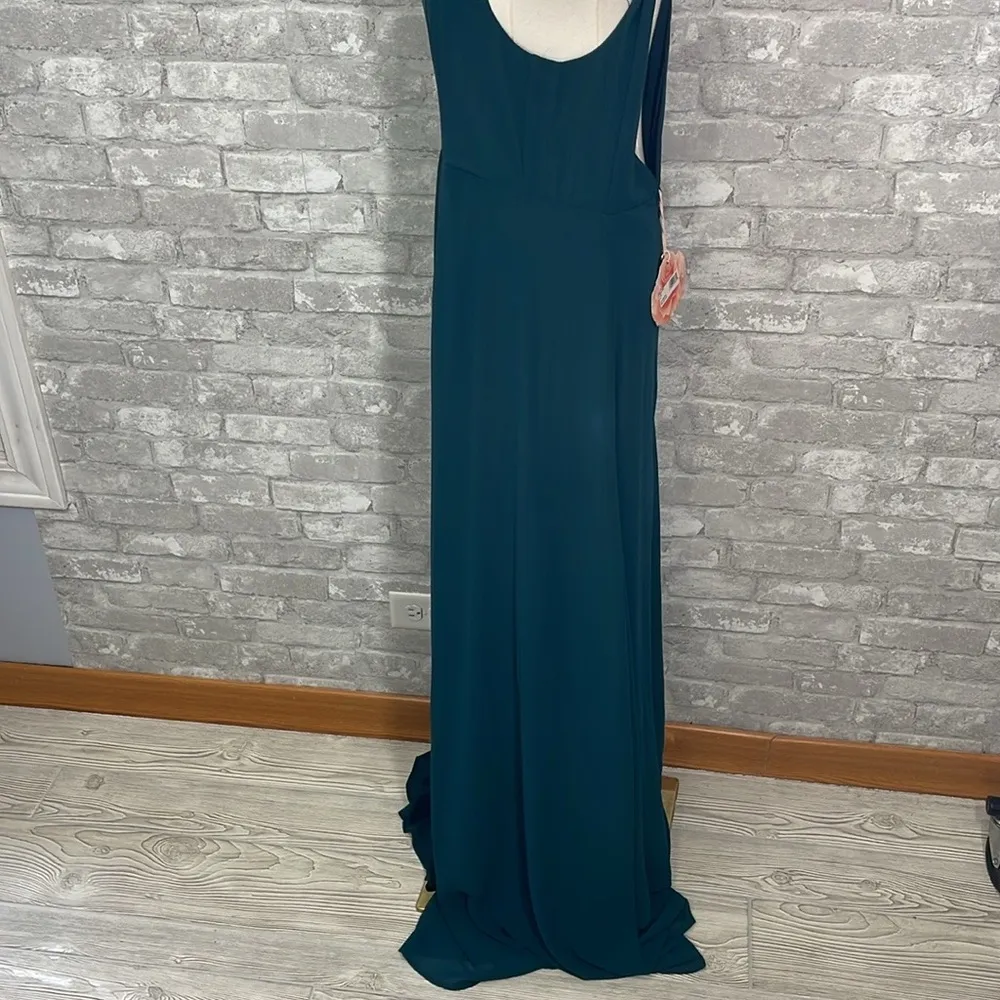 Show Me Your MuMu Jenn Maxi Dress In Deep Jade Chiffon - Image 4