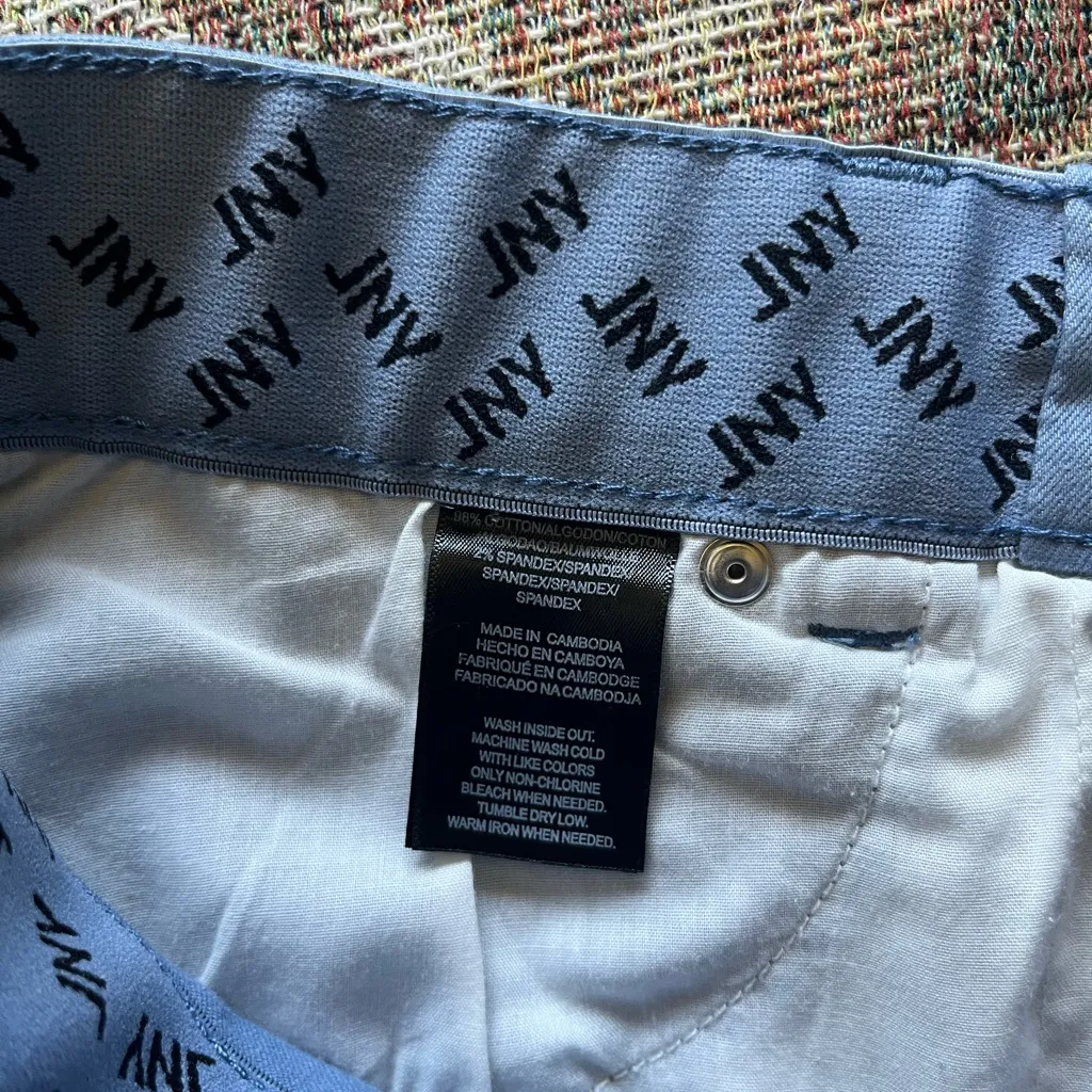 Jones New York Blue Straight Leg Jeans High Waist Inside Graphic Print SZ 10 - Image 14