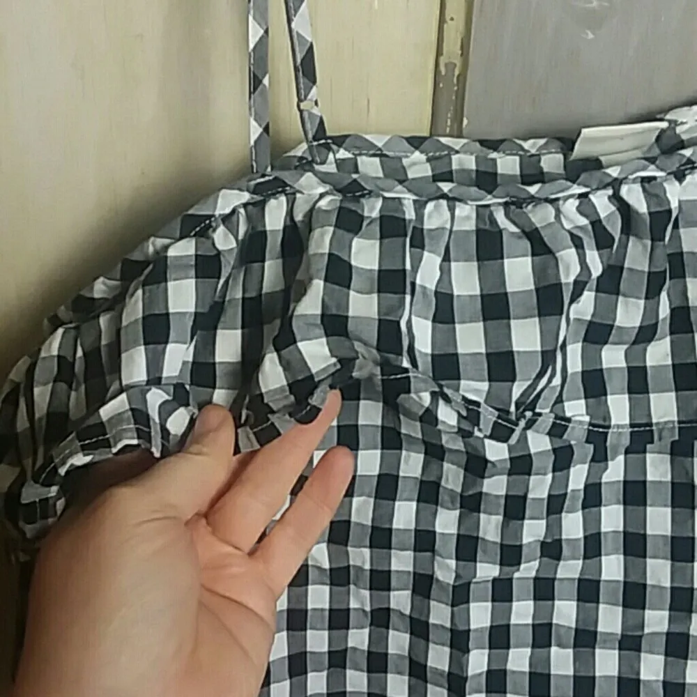 A New Day White And Black Plaid Thin Strap Blouse - Image 2