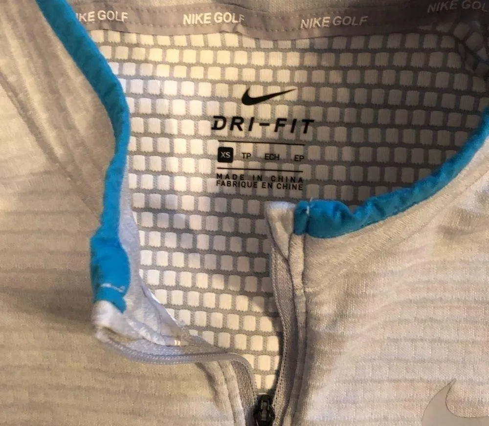 GOLF DRI-FIT FULL ZIP JACKET LS GRAY BLUE XS Running Exercise Outdoors - Image 6