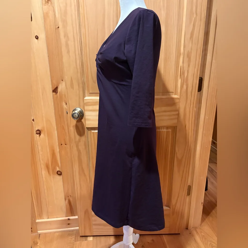 Eddie Bauer purple/eggplant 3/4 sleeve twist front dress  women’s S - Image 4