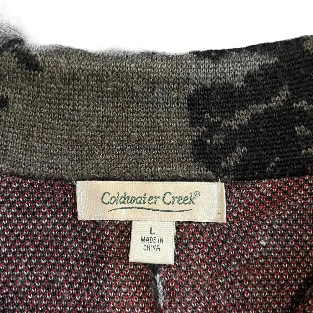 Coldwater Creek Button-Up Floral Pattern Collared Long Sleeve Cardigan - Large - Image 2