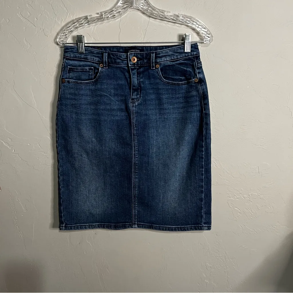 Lands' End Denim Blue Pencil Skirt - Image 2