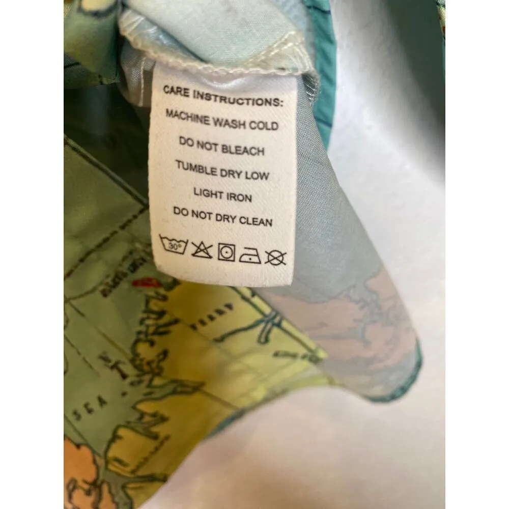 Unbranded Button Down Women’s World Map Shirt 3/4 Sleeves EUC Sz S Blue Graphic - Image 5