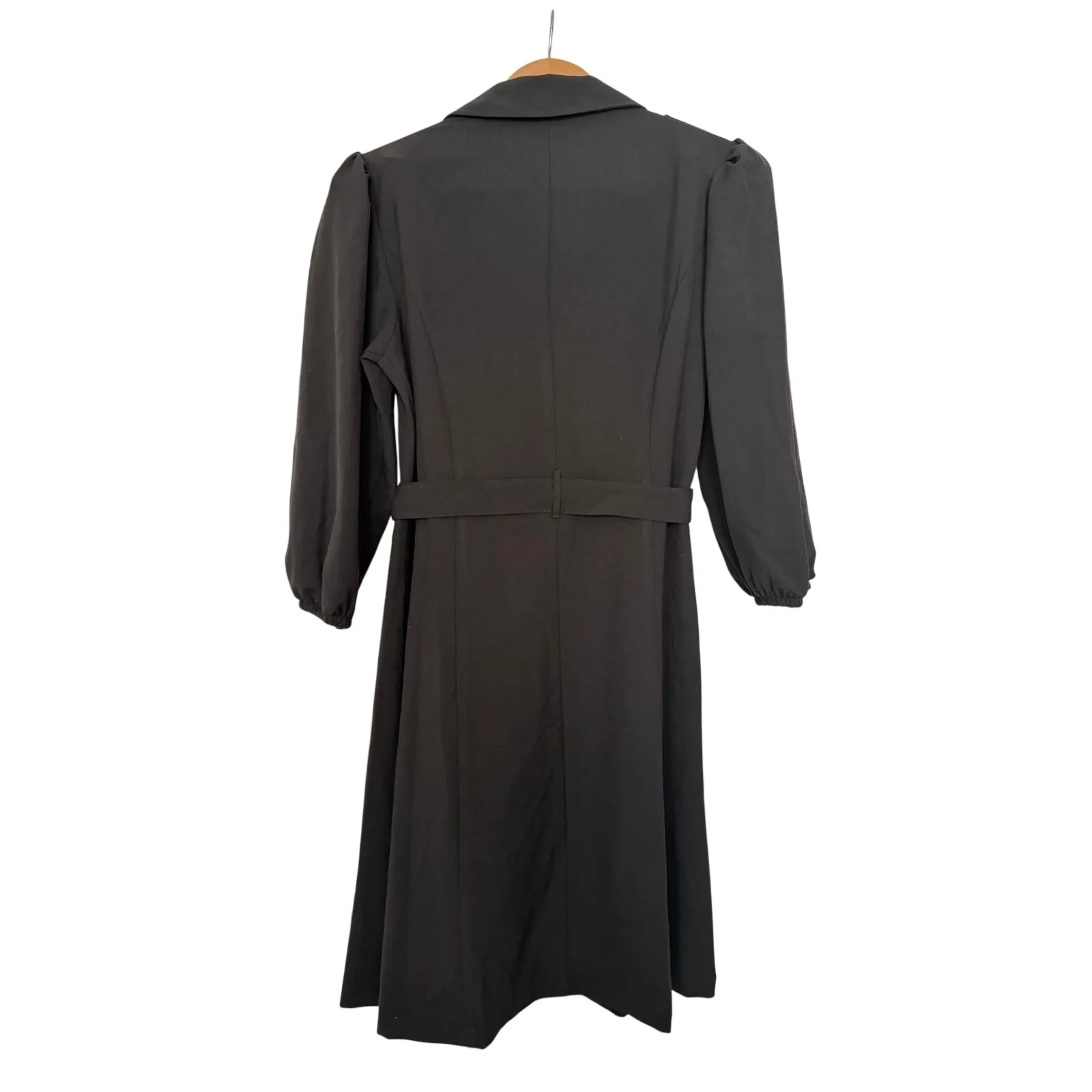 Nanette Lepore Belted Midi Dress / Trench Coat Size 14 in Charcoal Black NEW - Image 3