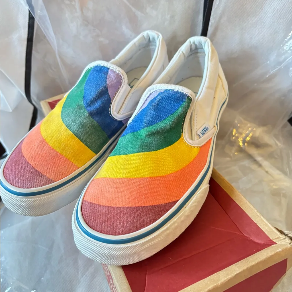 Vans Classic slip on rainbow white - Image 2
