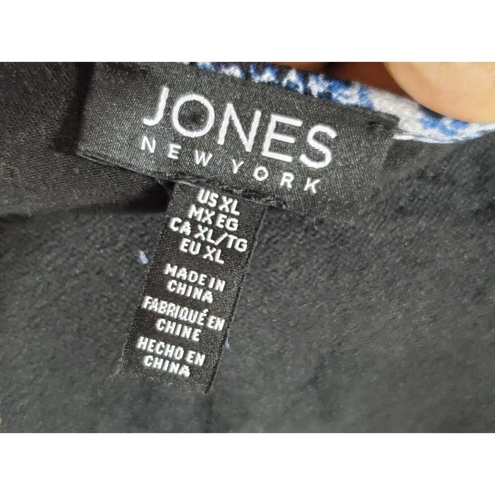 Jones New York Women Blue Paisley Polyester Round Neck Long Sleeve Top Shirt XL - Image 7