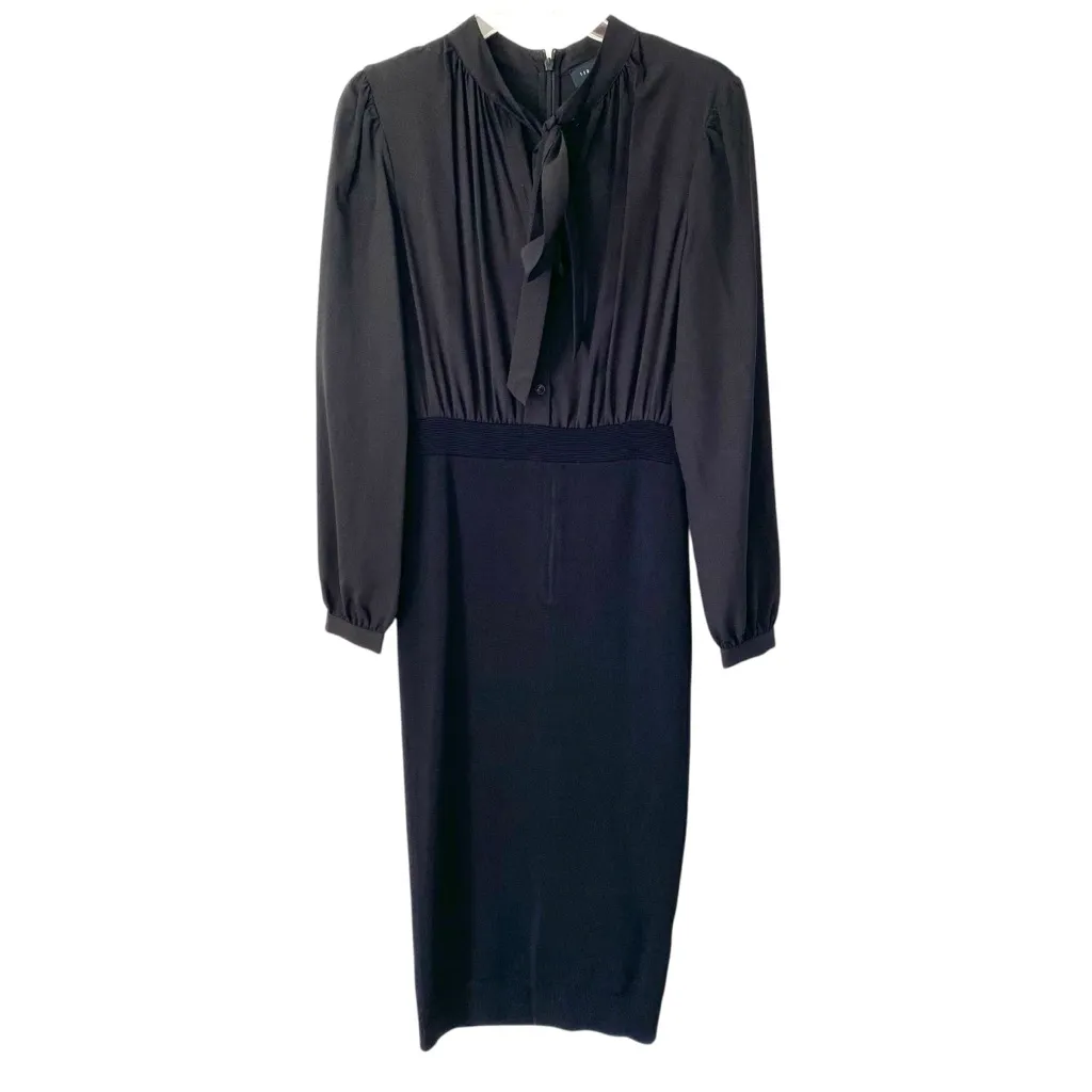 Ted Baker Mersea Black Knit Pencil Dress Neck Bow size 1 US Small - Image 4