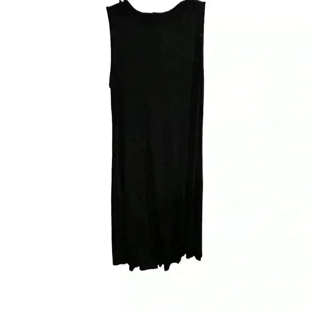 NY Collection Women's XL Black Pleated Sleeveless Midi Dress - Image 2