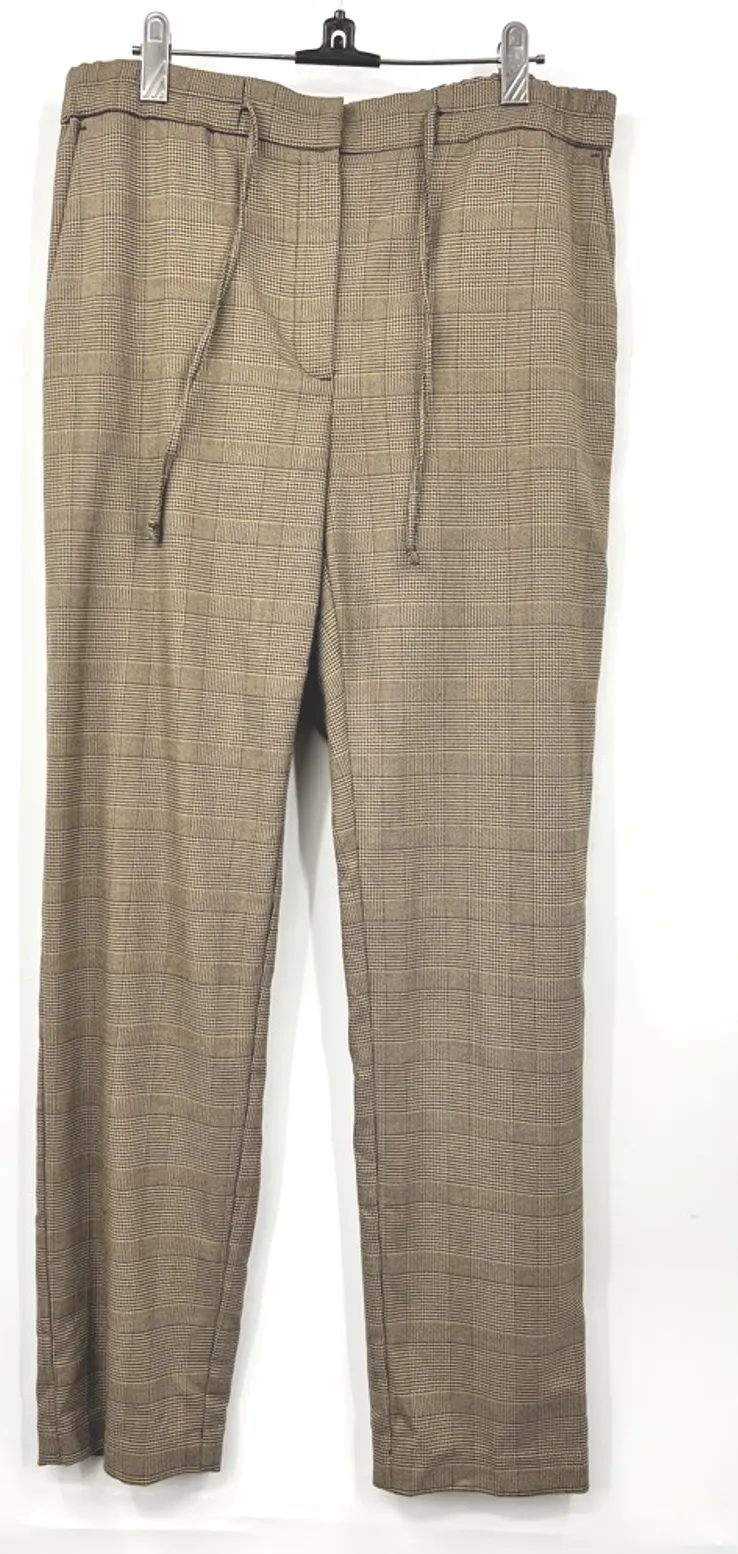 J. Jill Chino Pants Brown Houndstooth Mid Rise Drawstring Stretch Tweed S Tall Size L - Image 1