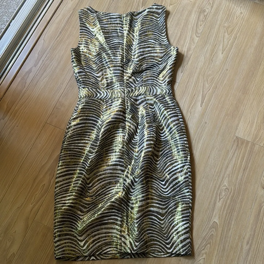 TORY BURCH Gold Silk Sleeveless Knee Length Sheath Dress - Image 5