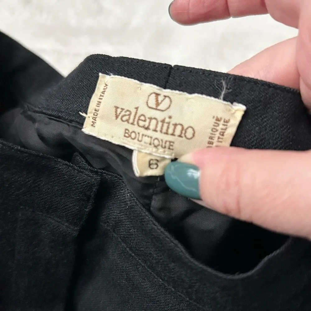 Vintage Valentino Boutique Wool Dress Trouser Pants Black Size 6 - Image 5