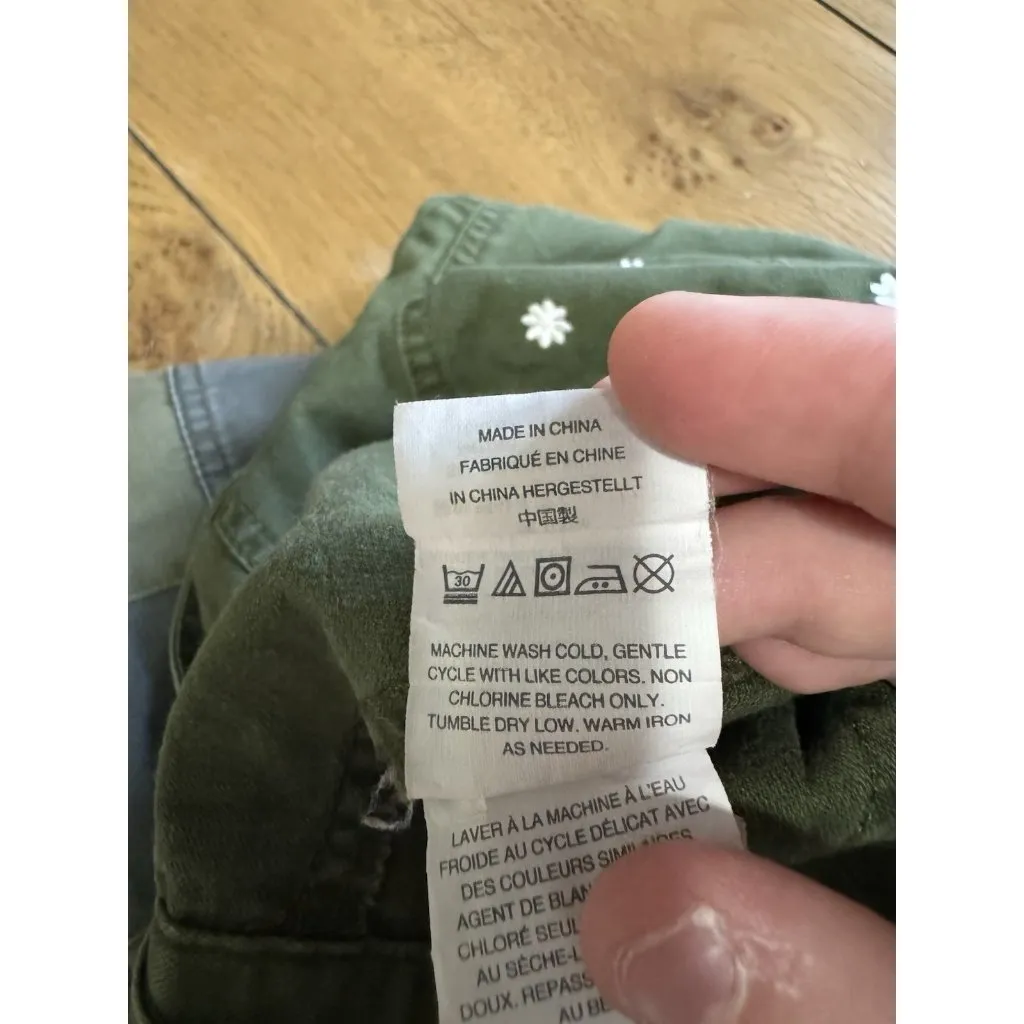 J CREW Embroidered‎ Boyfriend Chino Pants with Patches Women's Green Size 10T - Image 9