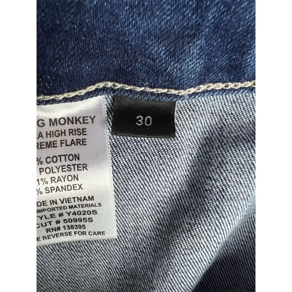 Flying Monkey Women's High Rise Flare Jeans Blue Size 30 - Image 6