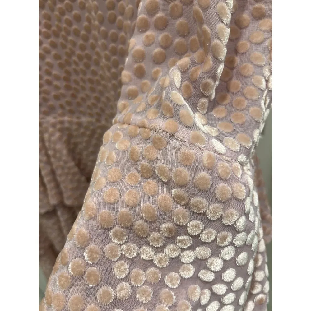 Blumarine Blush Pink Polka Dot Sheer Tiered Skirt Dress Sz 42 - Image 7