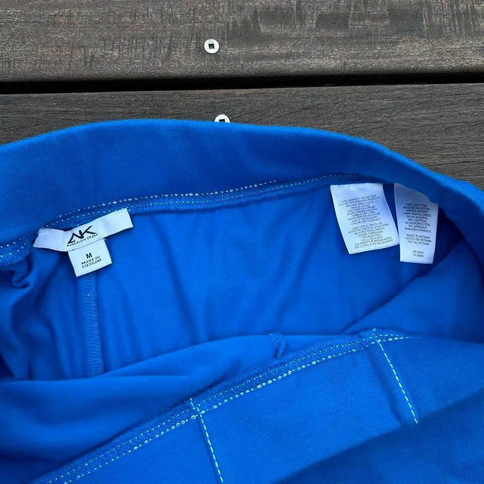 Y2K Blue Anne Klein Athletic Cotton Mini Skirt Skort Tennis Skirt w/ Shorts Size M - Image 2