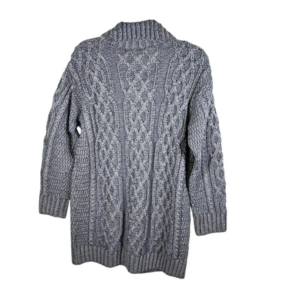 Kilronan Knitwear Sweater Women S Cardigan Cable Knit Fisherman Merino Aran Long Blue - Image 2