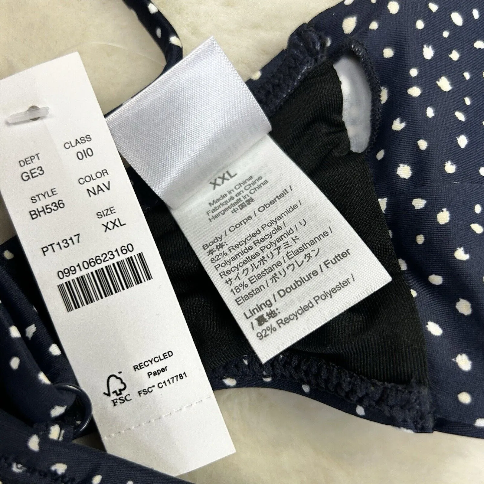 J.CREW Women's Twist Front Bikini Top Navy White Polka Dot - Image 6