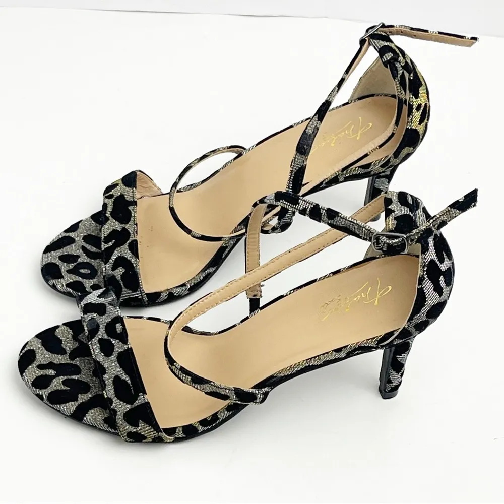 THALIA SODI Animal Print Two Toned Strappy Open Toe Glitter Heels, Size 9 - Image 10