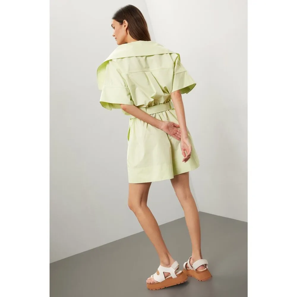 3.1 PHILLIP LIM Yellow Mint Split Neck Utility Belted Romper Size 8 - Image 2