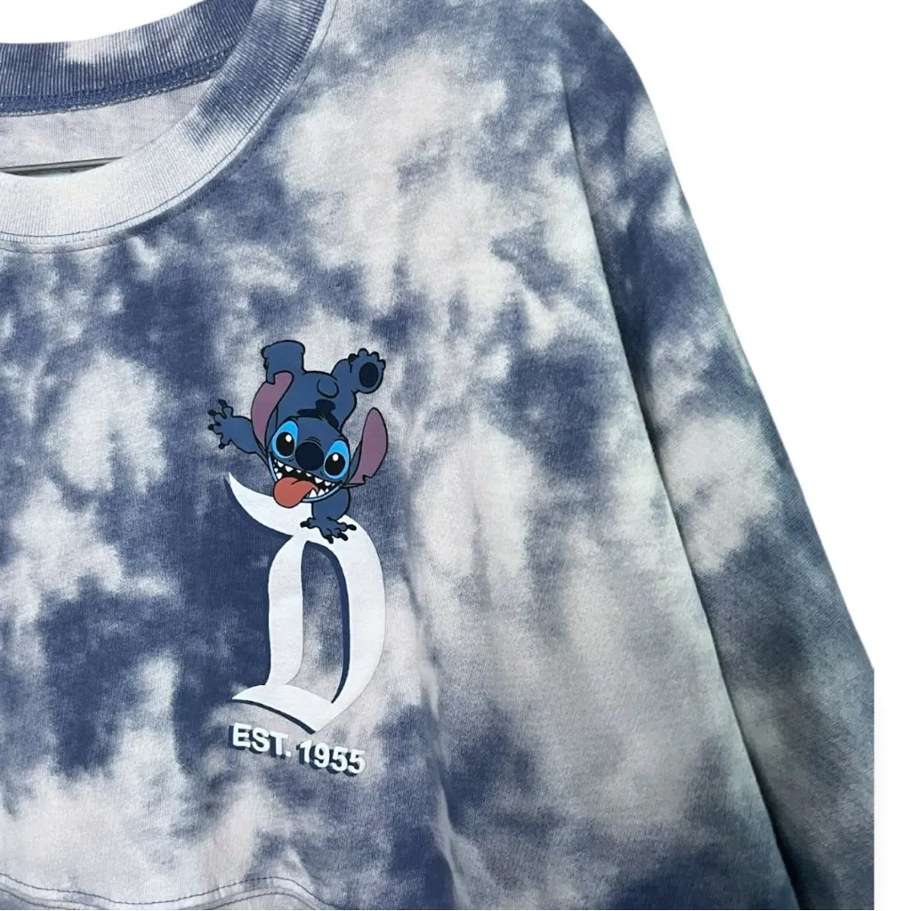 NWT Spirit Jersey Disneyland Resort Stitch Tie Dye Blue Crewneck Sweatshirt XXL - Image 3