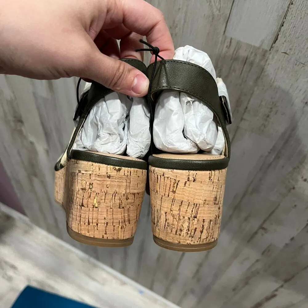 Violet & Red Capree Woven Braid Wedge Sandals Olive Green Women's Size 8.5 NWOB - Image 3