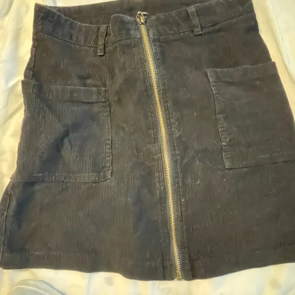 Altar'd State Charcoal Corduroy Skirt with Gold Zipper - Image 5