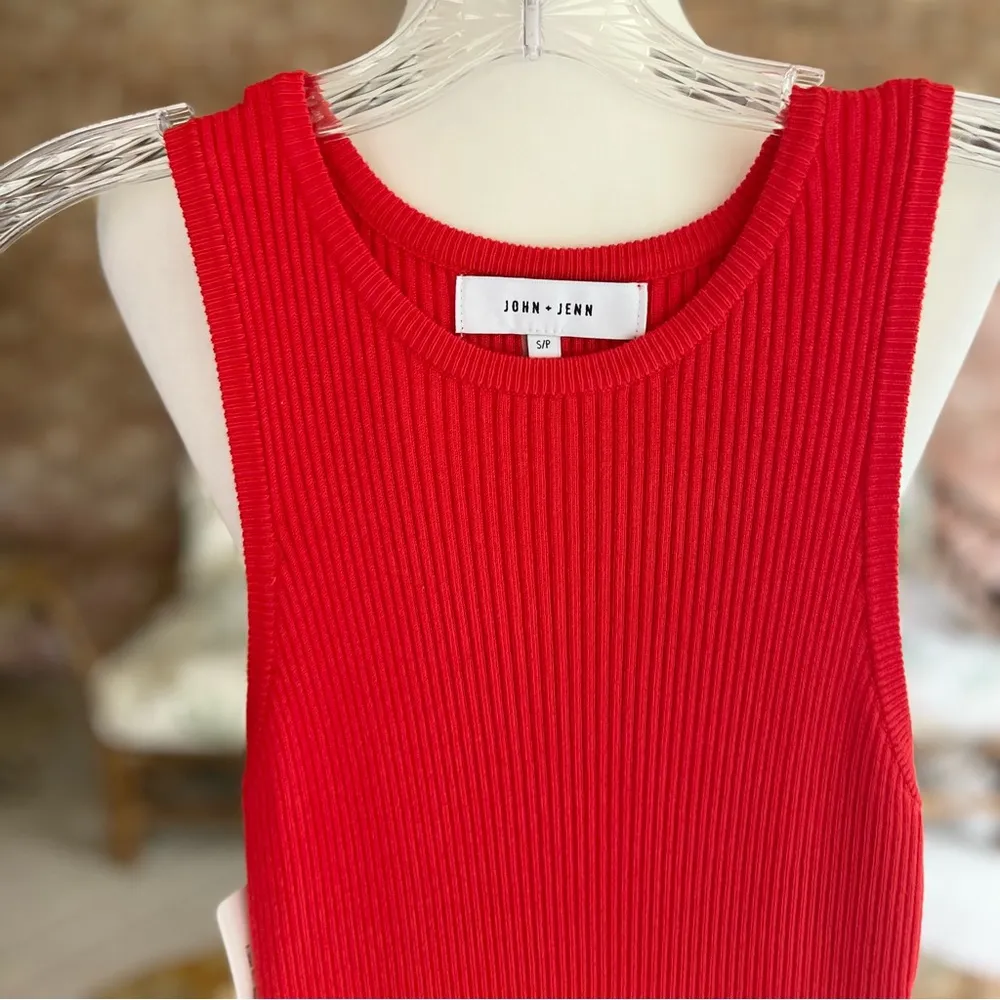NEW John + Jenn Red Bodycon Tank Dress Knit Midi S Sleeveless Cocktail Brunch - Image 4