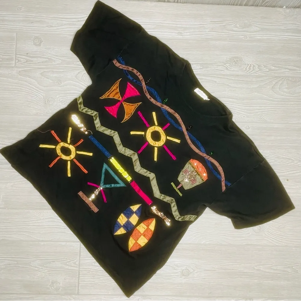 Vintage lanie New York long sleeve embroidered sweater cardigan w/ cocktails Black Size undefined - Image 3