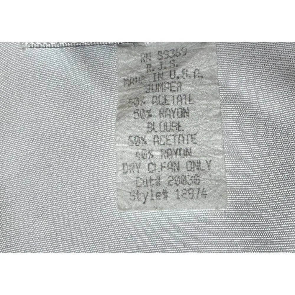 Vtg 80s 90s Petite Sophisticate Black Floral Pinafore Dress Jumper & White Shirt - Image 14